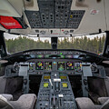 Luxury Global Jet Cockpit at Scenic Mountain Airport - Aviation Art by Dave Koch