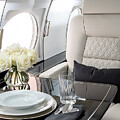 Luxury Gulfstream Jet Interior with Fine Dining Setting - by Dave Koch